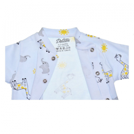 Salopeta cu maneca lunga pentru baieti, cu animale, Mini Junior SLPA1408A, Albastru [2]