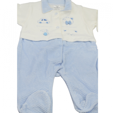 Set 2 piese salopeta cu maneca lunga si caciula pentru baieti Bebelinna 1292-1, Albastru [2]
