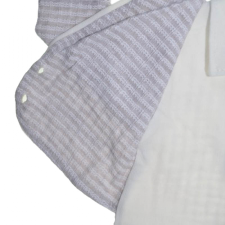 Set 2 piese salopeta cu maneca lunga si caciula pentru baieti Bebelinna BL6357, Gri [3]