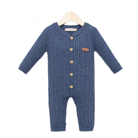 Set 2 piese salopeta cu maneca lunga si caciula pentru baieti Mini Junior SLP-MJ4102, Albastru [3]