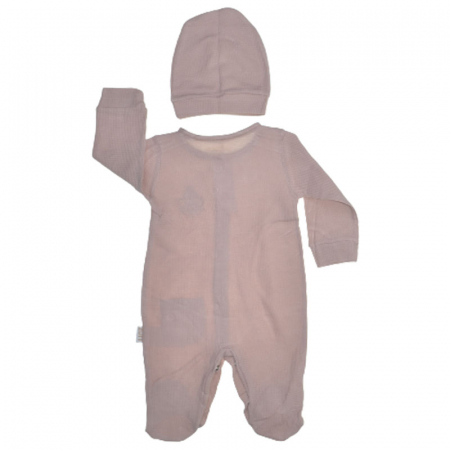 Set 2 piese salopeta cu maneca lunga si caciula pentru baieti Zuff S020823-2, Bej [1]
