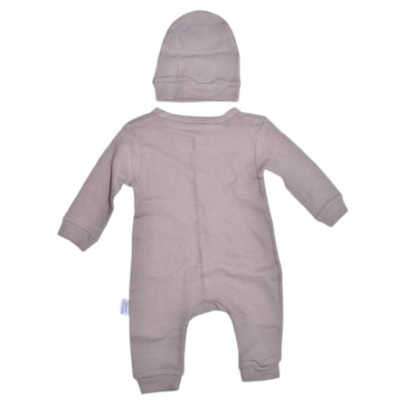 Set 2 piese salopeta cu maneca lunga si caciula, pentru copii, Mini Junior 8247G, Gri [3]