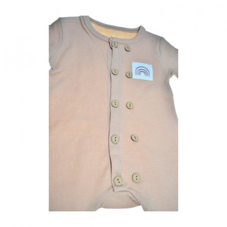 Set 2 piese salopeta cu maneca lunga si caciula, pentru copii, Mini Junior 8247M, Maro [2]