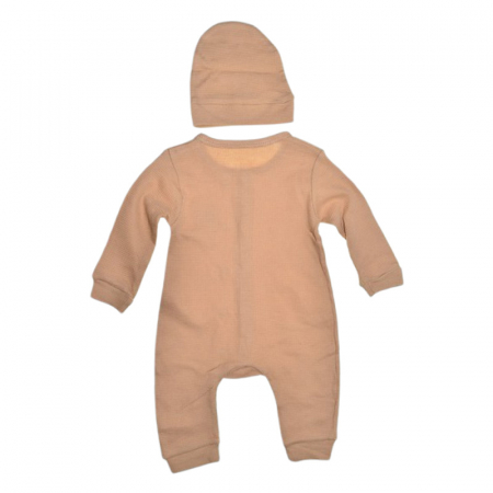 Set 2 piese salopeta cu maneca lunga si caciula, pentru copii, Mini Junior 8247M, Maro [1]