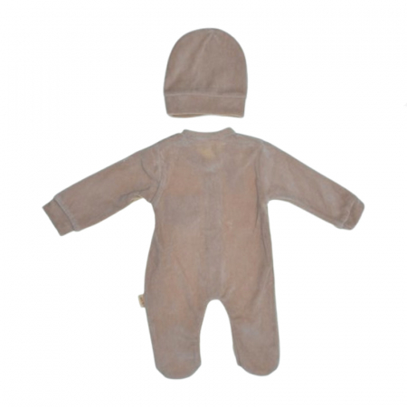 Set 2 piese salopeta cu maneca lunga si caciula pentru copii Mini Junior SLP-MJ8, Bej [1]