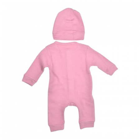 Set 2 piese salopeta cu maneca lunga si caciula, pentru fete, Mini Junior 8247R, Roz [3]