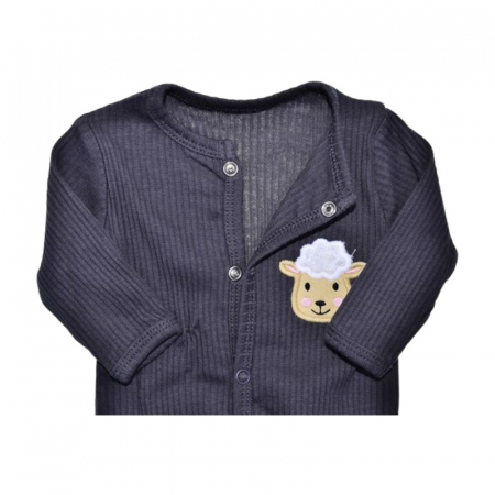 Set 2 piese, salopeta cu maneca lunga si caciula, pentru prematuri, Mini Junior 233408G, Gri [2]