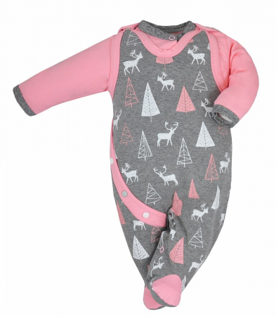 Compleuri  fete maneca lunga - Set 2 piese salopeta si bluza pentru fete Koala Jelonek 05-276G1-68, Gri