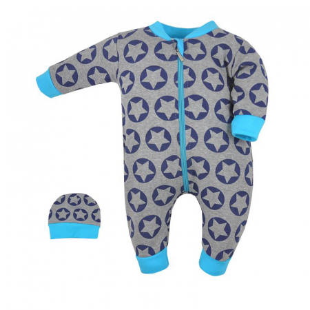 Compleuri baieti maneca lunga - Set 2 piese salopeta si caciula pentru baieti Koala Peter 07-446-62-cm, Gri
