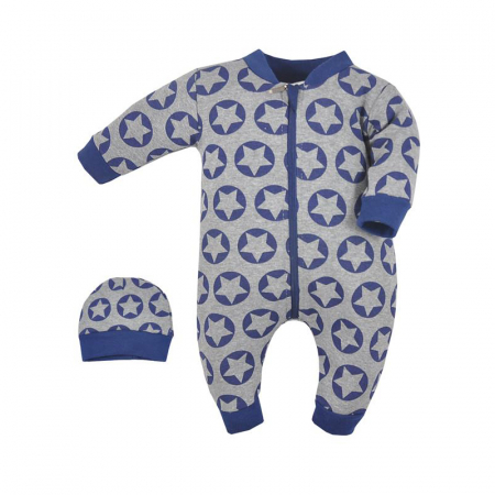 Salopete bebelusi baieti - Set 2 piese salopeta si caciula pentru baieti Koala Peter 07-446G-56-cm, Gri