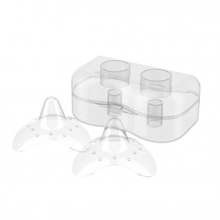 Set 2 protectii din silicon pentru mameloane 21 mm BabyOno 823M-21, Transparent [2]