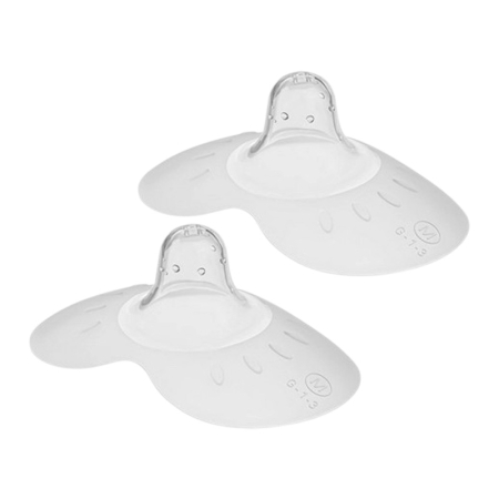 Accesorii pentru alaptat - Set 2 protectii din silicon, pentru mameloane, marimea M, Akuku A0698, Transparent