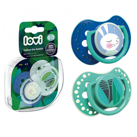 Set 2 suzete dinamice din silicon 0-3 luni Lovi Follow the Rabbit 22/858 [2]