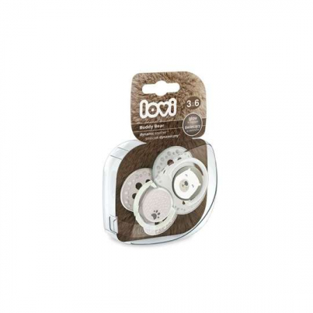 Set 2 suzete dinamice din silicon 3-6 luni Lovi Buddy Bear Glow 22/864 [2]