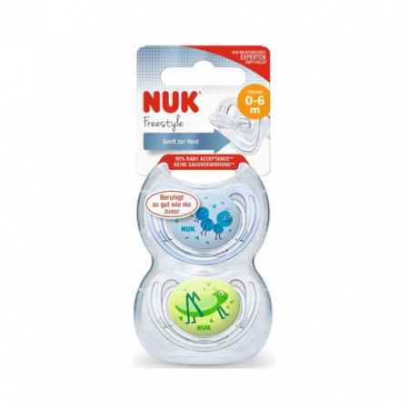 Set 2 suzete ortodontice din silicon 0-6 luni Nuk Freestyle 730133A [1]