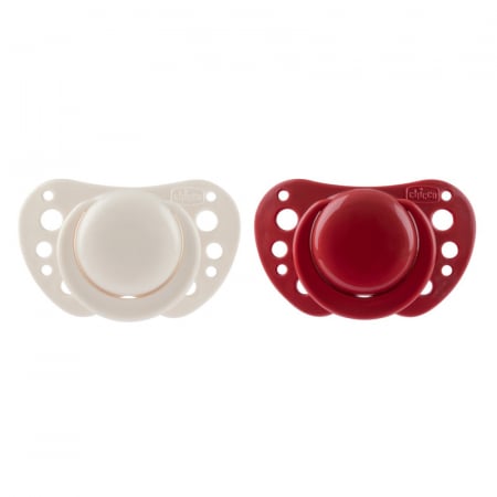 Suzete - Set 2 suzete ortodontice din silicon Chicco Physio Forma Air 422516, Rosu/Alb