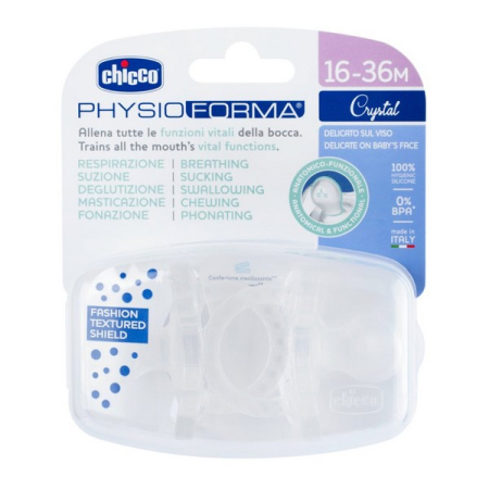 Set 2 suzete ortodontice, din silicon, Chicco Physio Forma Crystal 175475-3-6, Alb [2]
