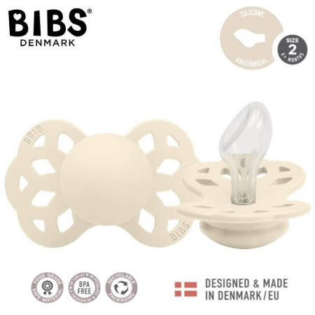 Suzeta anatomica din silicon Bibs Infinity Pacifier Ivory 241651, Crem [1]