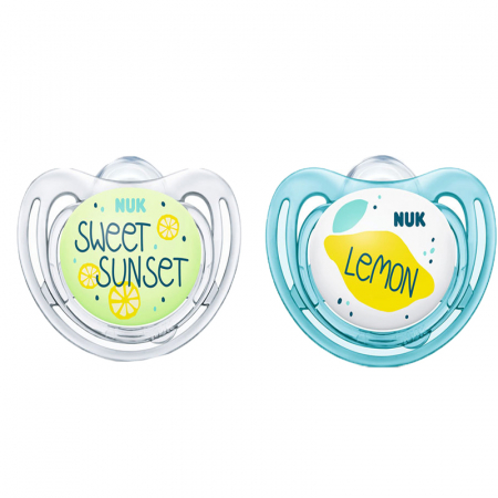 Suzete - Set 2 suzete ortodontice din silicon Nuk Day & Night 177170-0-6, Albastru