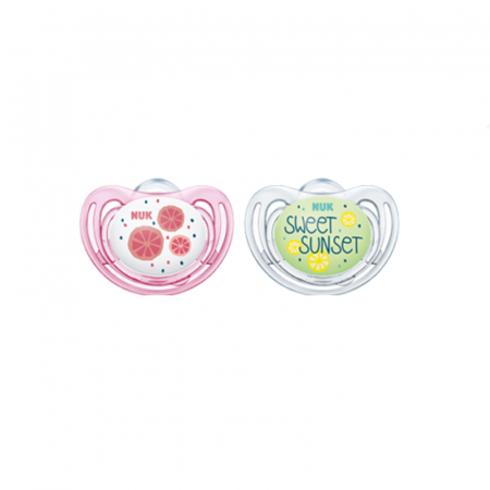 Suzete - Set 2 suzete ortodontice din silicon Nuk Day & Night 328241, Roz