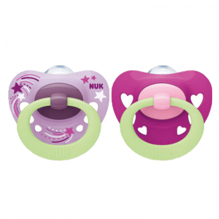 Suzete - Set 2 suzete ortodontice din silicon Nuk Signature Night 730639-0-6, Mov