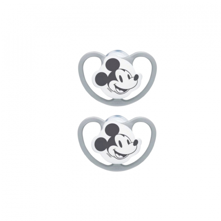 Suzete - Set 2 suzete ortodontice din silicon, Nuk Space Mickey Mouse 176286-3, Gri