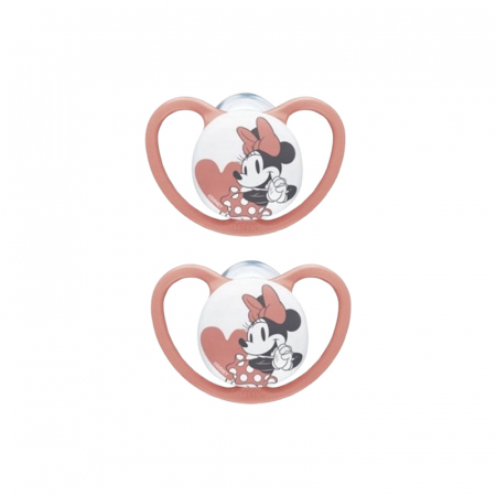 Suzete - Set 2 suzete ortodontice din silicon, Nuk Space Minnie Mouse 176286-4, Roz