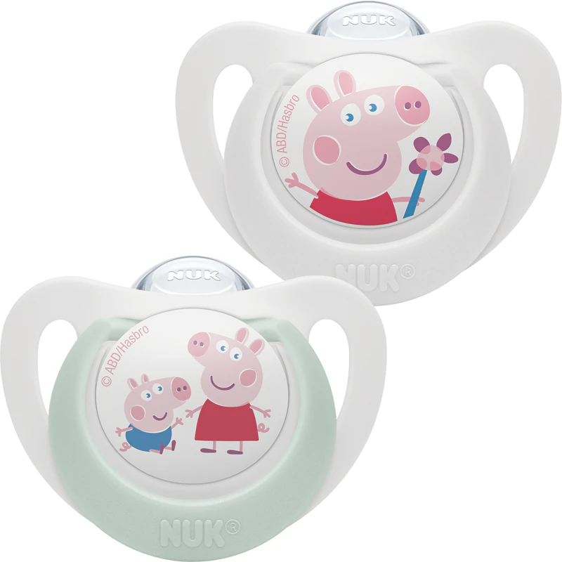 Suzete - Set 2 suzete ortodontice din silicon Nuk Star Peppa Pig, 441632-18, Multicolor