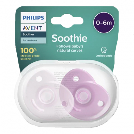 Set 2 suzete ortodontice din silicon Philips Avent Soothie SCF099/22-3-6, Roz [3]