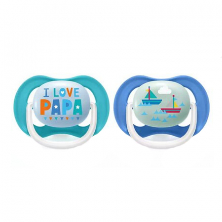 Suzete - Set 2 suzete ortodontice din silicon Philips Avent Ultra Air Happy SCF0801/03,Albastru
