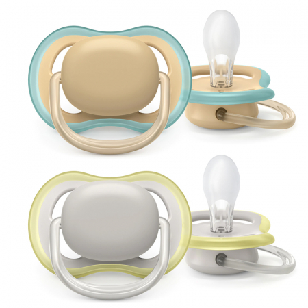 Suzete - Set 2 suzete ortodontice din silicon Philips Avent Ultra Air SCF085/15, Multicolor