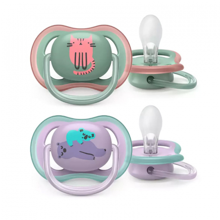 Suzete - Set 2 suzete ortodontice din silicon Philips Avent Ultra Air SCF085/18, Multicolor