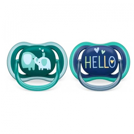 Suzete - Set 2 suzete ortodontice din silicon Philips Avent Ultra Air SCF319/18, Verde
