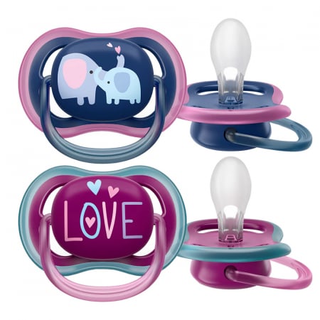 Set 2 suzete ortodontice din silicon Philips Avent Ultra Air SCF349/22, Mov [1]