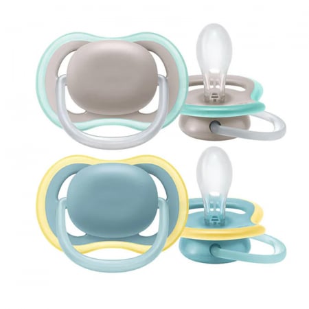 Suzete - Set 2 suzete ortodontice din silicon Philips Avent Ultra Air SCF349/01, Multicolor