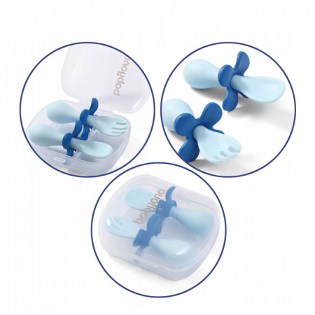 Set 2 tacamuri lingurita si furculita pentru bebelusi BabyOno 969/03, Albastru [1]