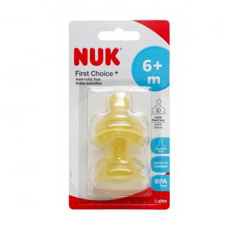Set 2 tetine anticolici din latex L Nuk First Choice+ 713243, Galben [2]
