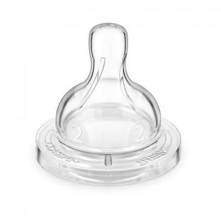 Set 2 tetine din silicon 1 luna+ cu doua orificii Philips AVENT Classic+ SCF632/27 [0]