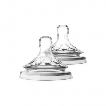 Set 2 tetine din silicon Philips Avent Natural pentru hrana densa in forma Y SCF046/27, Transparent [0]