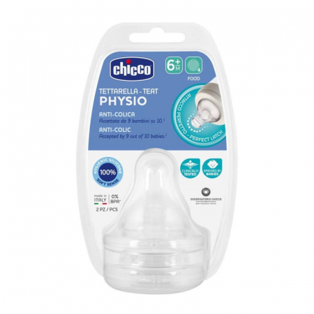 Set 2 tetine din silicon anticolici 6 luni+ Chicco Physio 122226 [1]