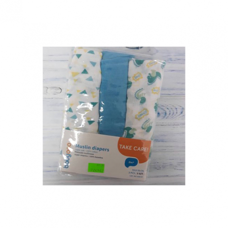 Set 3 paturici muselina din bambus si bumbac pentru bebelusi 70 x 70 cm BabyOno 348/03, Multicolor [2]