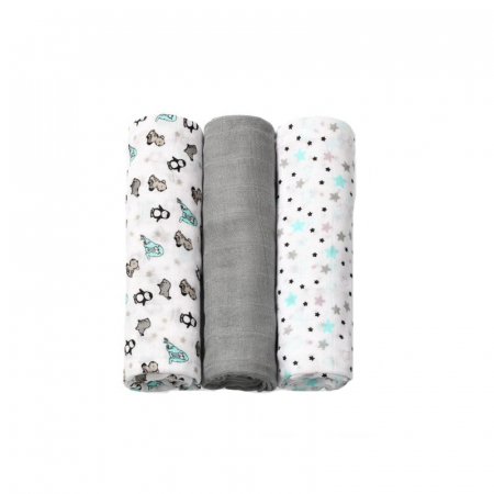 Set 3 paturici muselina din bambus si bumbac pentru bebelusi 70 x 70 cm BabyOno 397/02, Multicolor [1]