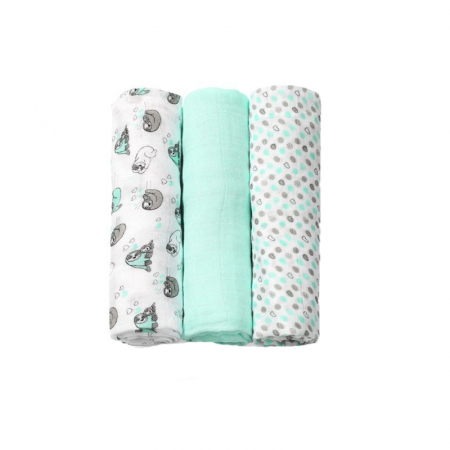 Set 3 paturici muselina din bambus si bumbac pentru bebelusi 70 x 70 cm BabyOno 397/04, Multicolor [2]