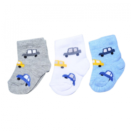 Sosete bebelusi si copii - Set 3 perechi de sosete din bumbac, pentru baieti, Karatepe KRTP0105, Multicolor