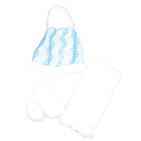 Set 3 piese caciula, fular si manusi pentru baieti Aliap 0024A, Albastru [1]