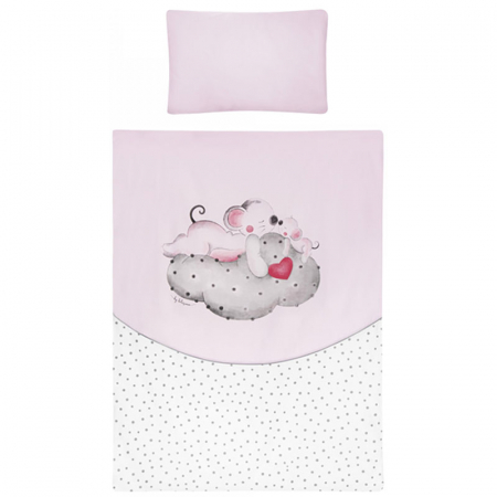 Accesorii camera bebe - Set 2 piese lenjerie de pat pentru copii,100 x 135 cm, Malenstwo Belisima P02-0286-3, Roz