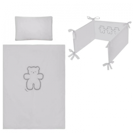 Accesorii camera bebe - Set 3 piese lenjerie de pat pentru copii 100 x 135 cm Leos Belisima P02-0508, Gri