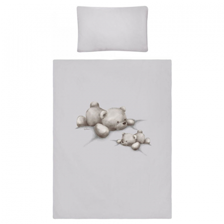 Set 3 piese lenjerie de pat pentru copii 90 x 120 cm Leniwe Belisima P02-0594, Gri [1]
