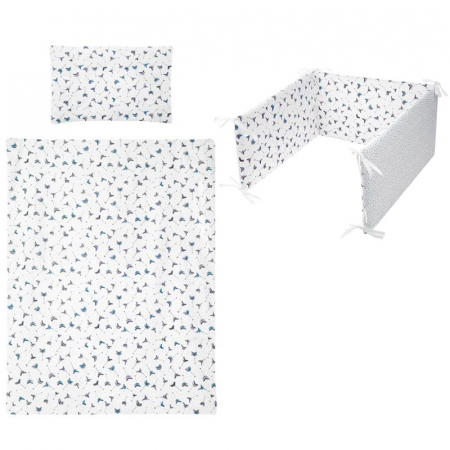 Accesorii camera bebe - Set 3 piese lenjerie de pat pentru copii 100 x 135 cm Strzalki Belisima P01-920, Alb