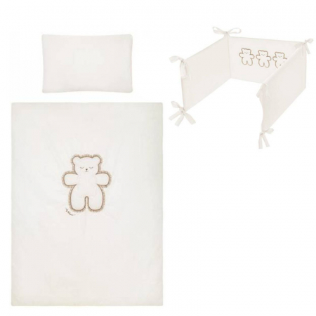 Accesorii camera bebe - Set 3 piese lenjerie de pat pentru copii 100 x 135 cm Leos Belisima P02-0506, Crem